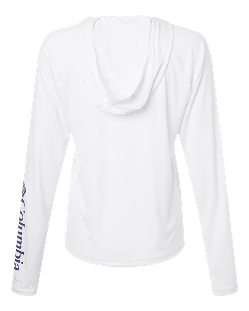 Columbia 216061 Women's PFG Tidal Tee™ Hooded Long Sleeve - White/ Nightshade - Back
