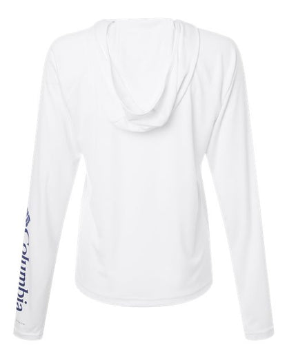 Columbia 216061 Women's PFG Tidal Tee™ Hooded Long Sleeve - White/ Nightshade - Back