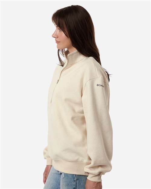 Columbia 216515 Women's Aldermore Half-Zip Pullover - Oatmeal Heather - OnModelSide