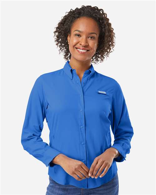 Columbia 212465 Women's PFG Tamiami™ II Shirt - Vivid Blue - OnModelFront