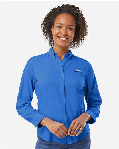 Columbia 212465 Women's PFG Tamiami™ II Shirt - Vivid Blue - OnModelFront