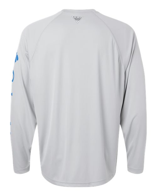 Columbia 212472 Men's PFG Terminal Tackle™ Long Sleeve T-Shirt - Cool Grey/ Vivid Blue - Back