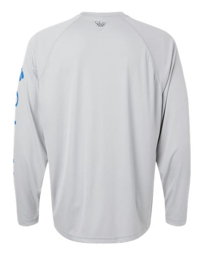Columbia 212472 Men's PFG Terminal Tackle™ Long Sleeve T-Shirt - Cool Grey/ Vivid Blue - Back