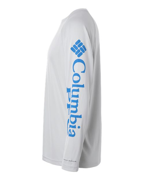 Columbia 212472 Men's PFG Terminal Tackle™ Long Sleeve T-Shirt - Cool Grey/ Vivid Blue - DirectSide