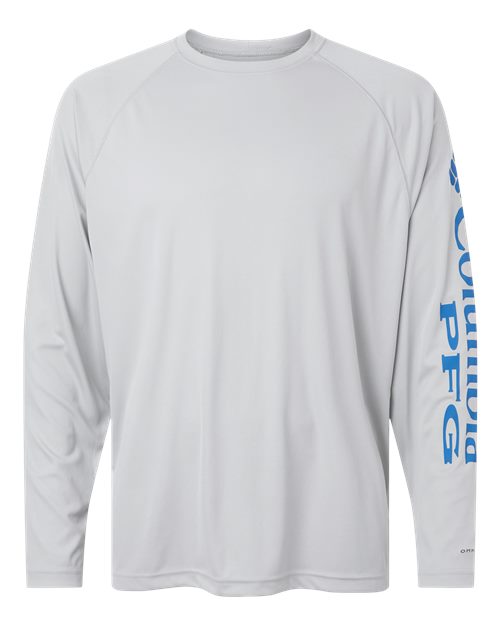 Columbia 212472 Men's PFG Terminal Tackle™ Long Sleeve T-Shirt - Cool Grey/ Vivid Blue - Front