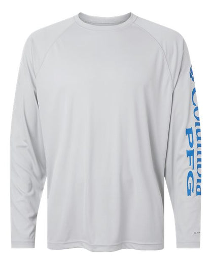 Columbia 212472 Men's PFG Terminal Tackle™ Long Sleeve T-Shirt - Cool Grey/ Vivid Blue - Front