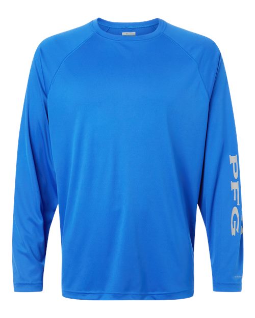 Columbia 212472 Men's PFG Terminal Tackle™ Long Sleeve T-Shirt - Vivid Blue/ Cool Grey - Front