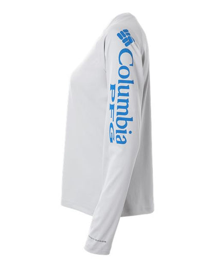 Columbia 212485 Women's PFG Tidal Tee™ II Long Sleeve - Cool Grey/ Vivid Blue - DirectSide