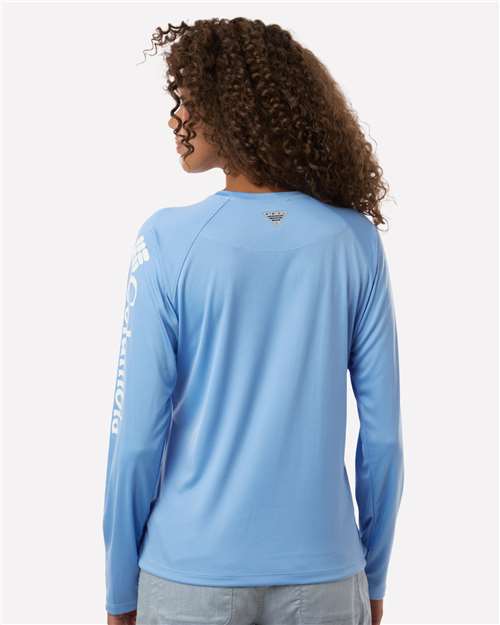 Columbia 212485 Women's PFG Tidal Tee™ II Long Sleeve - White Cap/ White - OnModelBack