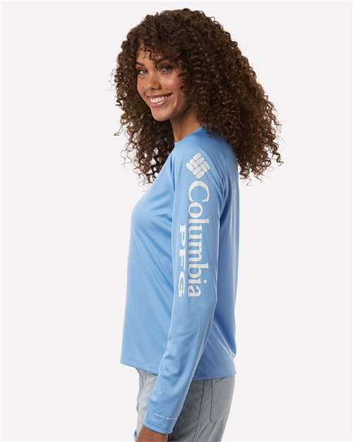 Columbia 212485 Women's PFG Tidal Tee™ II Long Sleeve - White Cap/ White - OnModelSide