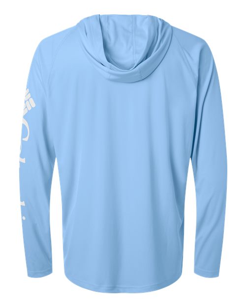 Columbia 212482 Men's PFG Terminal Tackle™ Hooded Long Sleeve T-Shirt - White Cap/ White - Back