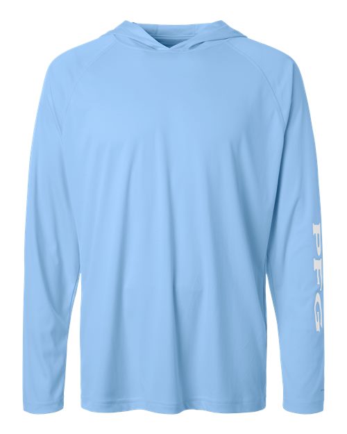 Columbia 212482 Men's PFG Terminal Tackle™ Hooded Long Sleeve T-Shirt - White Cap/ White - Front
