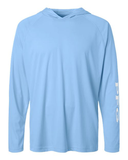 Columbia 212482 Men's PFG Terminal Tackle™ Hooded Long Sleeve T-Shirt - White Cap/ White - Front
