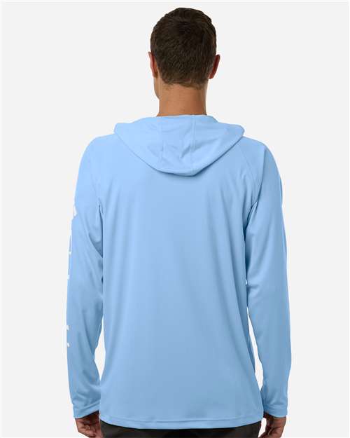 Columbia 212482 Men's PFG Terminal Tackle™ Hooded Long Sleeve T-Shirt - White Cap/ White - OnModelBack
