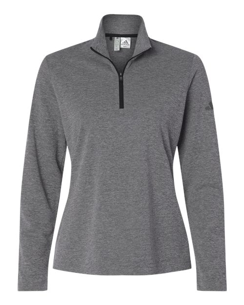 adidas A400 Women's Lightweight Quarter-Zip Pullover - Black Heather - Front