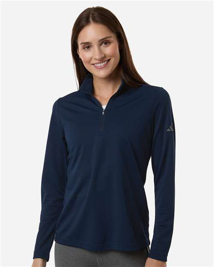 adidas A400 Women's Lightweight Quarter-Zip Pullover - Collegiate Navy - OnModelFront