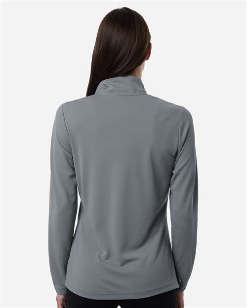 adidas A400 Women's Lightweight Quarter-Zip Pullover - Grey Three - OnModelBack