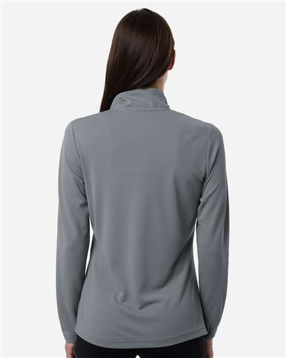 adidas A400 Women's Lightweight Quarter-Zip Pullover - Grey Three - OnModelBack