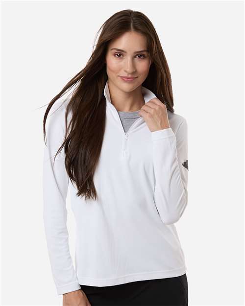adidas A400 Women's Lightweight Quarter-Zip Pullover - White - OnModelFront
