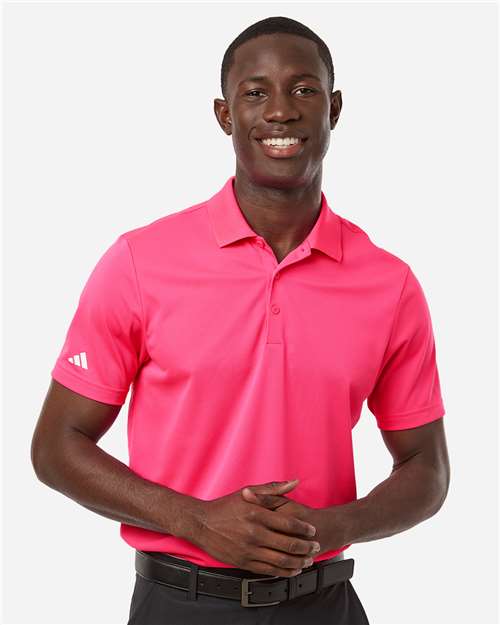 adidas A430 Men's Performance Piqué Polo - Lucid Pink - OnModelFront