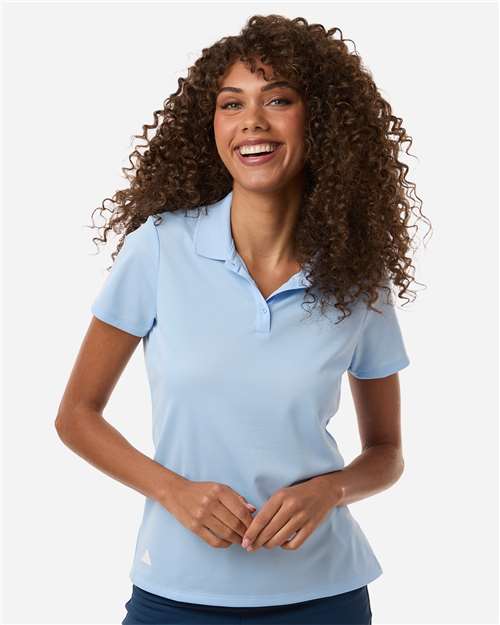 adidas A431 Women's Performance Piqué Polo - Glow Blue - OnModelFront