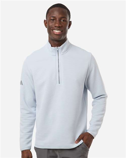 adidas A588 Men's Spacer Quarter-Zip Pullover - Halo Blue - OnModelFront