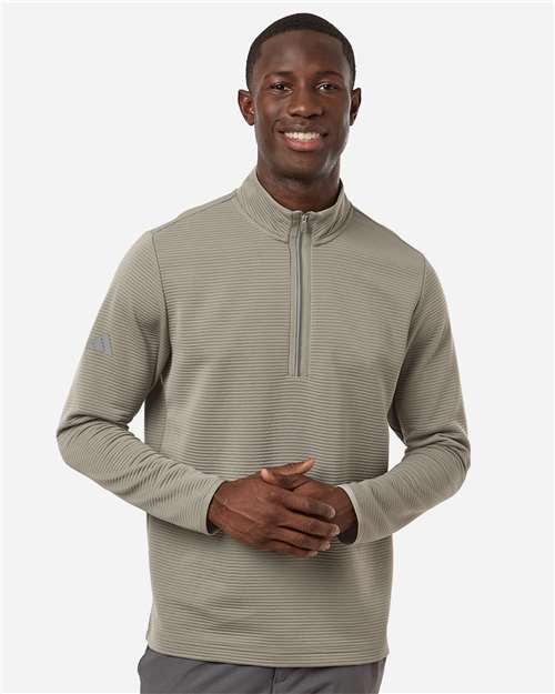 adidas A588 Men's Spacer Quarter-Zip Pullover - Silver Pebble - OnModelFront