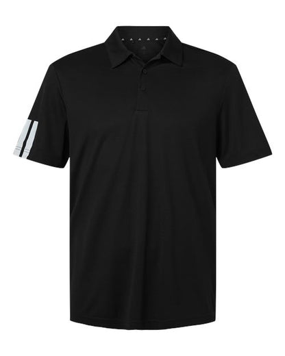 adidas A719 Men's Performance 3-Stripes Climacool Polo - Black - Front