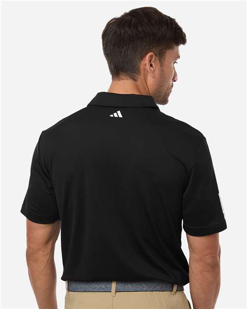 adidas A719 Men's Performance 3-Stripes Climacool Polo - Black - OnModelBack