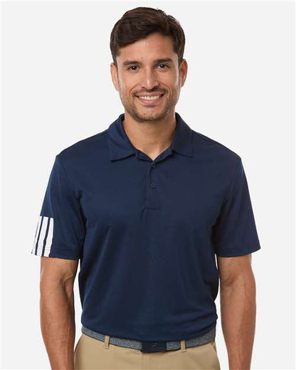adidas A719 Men's Performance 3-Stripes Climacool Polo - Collegiate Navy - OnModelFront