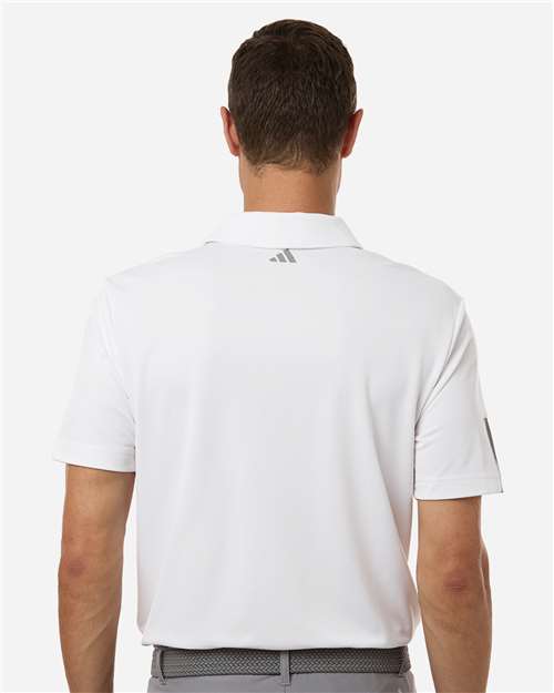 adidas A719 Men's Performance 3-Stripes Climacool Polo - White - OnModelBack