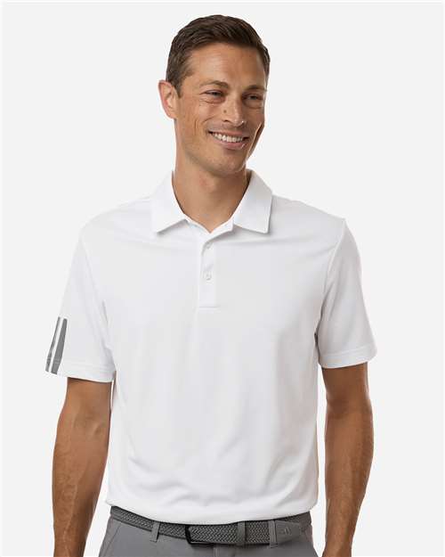 adidas A719 Men's Performance 3-Stripes Climacool Polo - White - OnModelFront