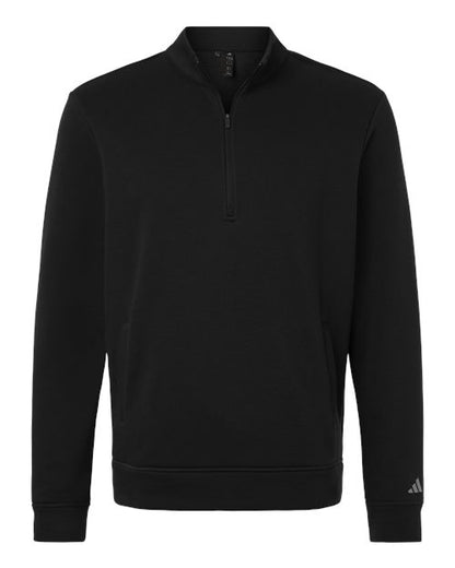 adidas A721 Men's Elevated Fleece Quarter-Zip Pullover - Black - Front