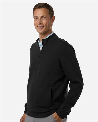 adidas A721 Men's Elevated Fleece Quarter-Zip Pullover - Black - OnModelSide