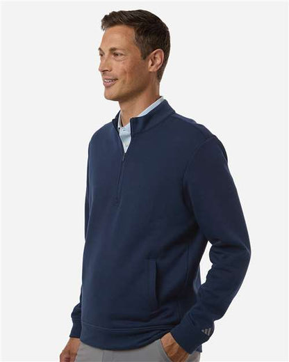 adidas A721 Men's Elevated Fleece Quarter-Zip Pullover - Collegiate Navy - OnModelSide