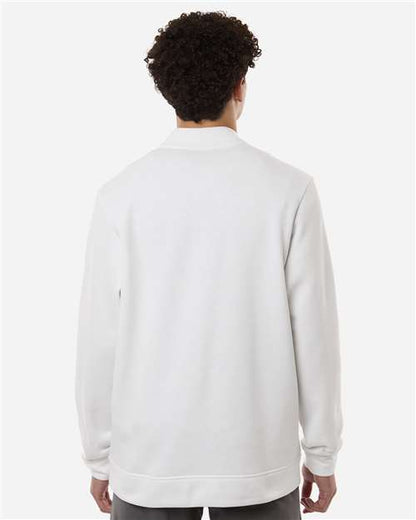 adidas A721 Men's Elevated Fleece Quarter-Zip Pullover - Core White - OnModelBack