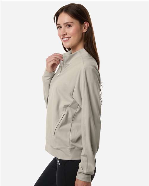 adidas A1002 Women's Ultimate365 Quarter-Zip Pullover - Wonder Alumina - OnModelSide