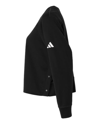 adidas A1014 Women's Beyond Side-Snap Crewneck Sweatshirt - Black - DirectSide