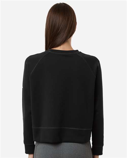 adidas A1014 Women's Beyond Side-Snap Crewneck Sweatshirt - Black - OnModelBack