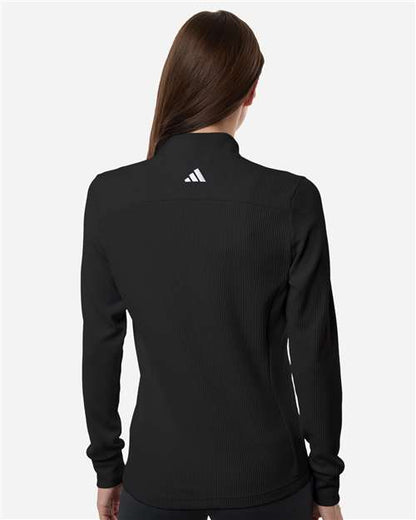 adidas A1015 Women's Performance Textured Full-Zip Jacket - Black - OnModelBack