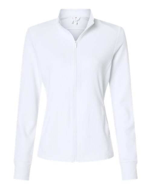 adidas A1015 Women's Performance Textured Full-Zip Jacket - White - Front