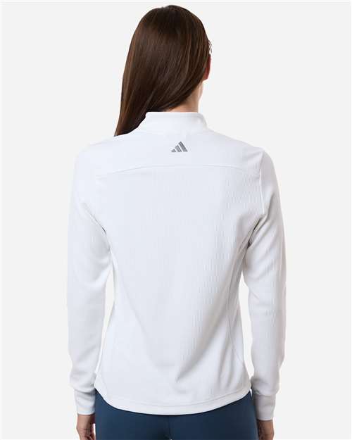 adidas A1015 Women's Performance Textured Full-Zip Jacket - White - OnModelBack