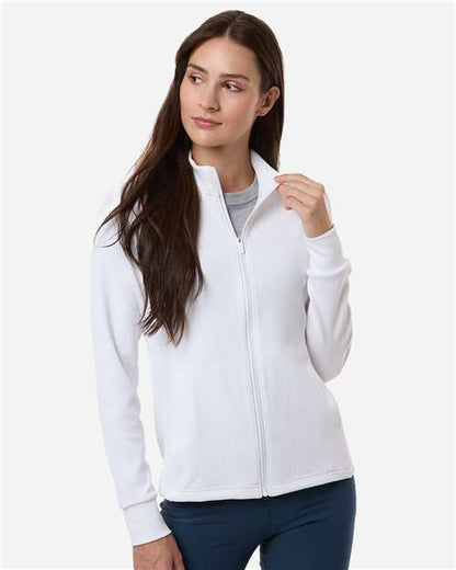 adidas A1015 Women's Performance Textured Full-Zip Jacket - White - OnModelFront