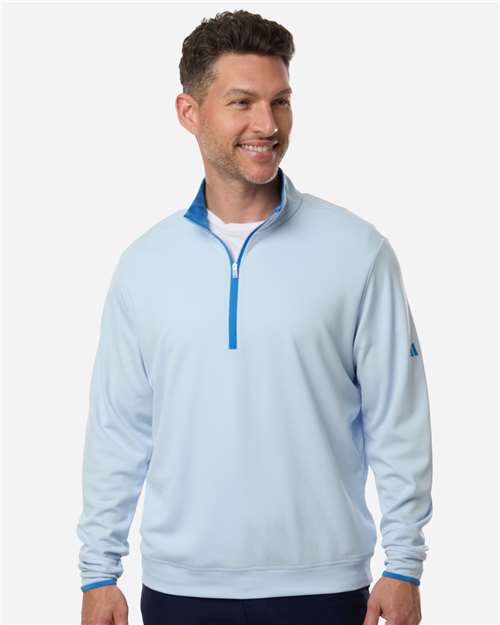 adidas A2002 Men's Performance Lightweight Quarter-Zip Pullover - Crystal Sky - OnModelFront