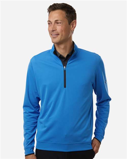 adidas A2002 Men's Performance Lightweight Quarter-Zip Pullover - Lucid Ray Blue - OnModelFront