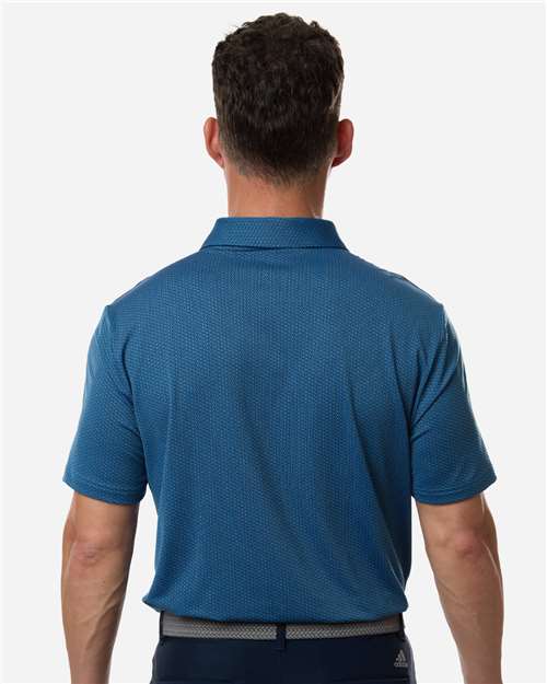 adidas A2024 Men's Performance Textured Polo - Lucid Ray Blue/ Black - OnModelBack