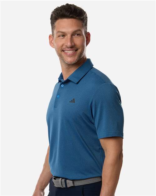 adidas A2024 Men's Performance Textured Polo - Lucid Ray Blue/ Black - OnModelSide