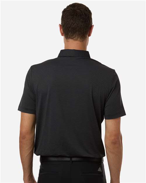 adidas A2026 Men's Ultimate365 Pencil Stripe Climacool Polo - Carbon/ Black - OnModelBack