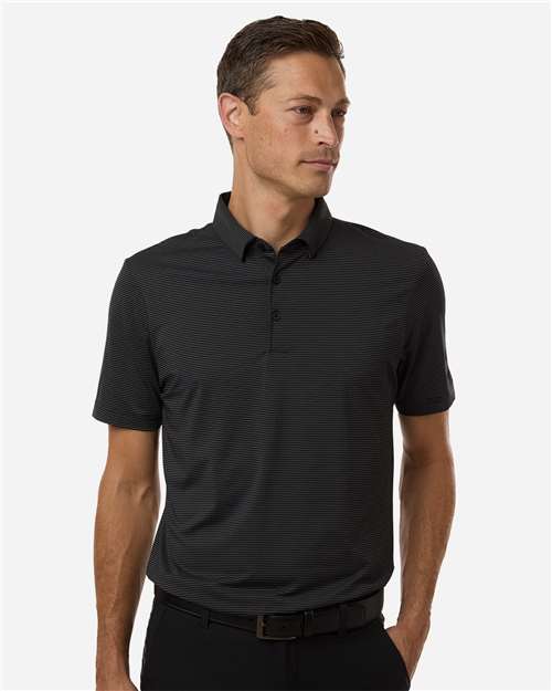 adidas A2026 Men's Ultimate365 Pencil Stripe Climacool Polo - Carbon/ Black - OnModelFront