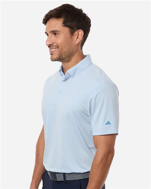 adidas A2026 Men's Ultimate365 Pencil Stripe Climacool Polo - Crystal Sky/ Lucid Ray Blue - OnModelSide
